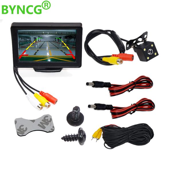 

byncg 4.3 inch tft lcd car monitor foldable monitor display reverse camera parking system for car rearview monitors ntsc pal