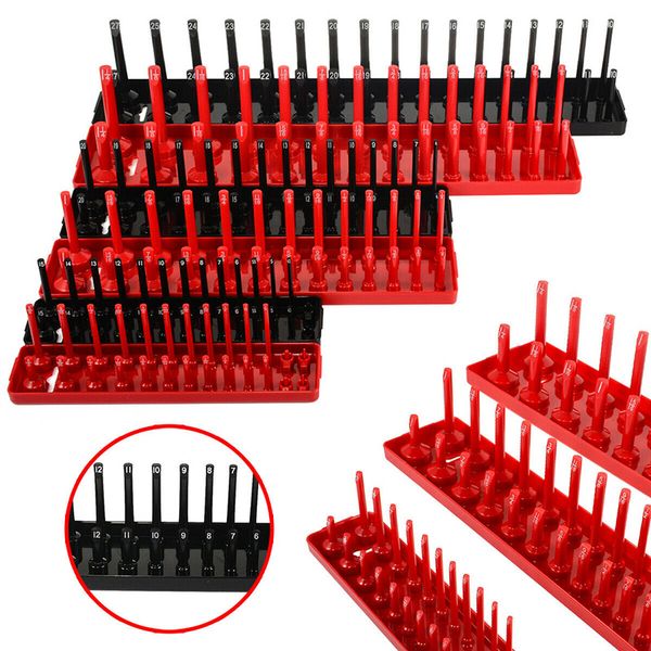 

6pcs multifunctional socket organizer cabinets collection tool 1/4" 3/8" 1/2" metric sae socket tray rack holder garage tool