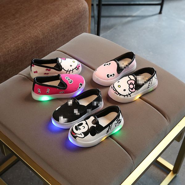 

cartoon led fashion baby sneakers cute baby casual shoes led infant tennis spring/autumn boys girls shoes y200404, Black;red