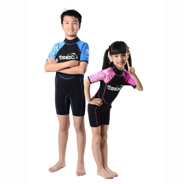 

kids diving suits 2mm neoprene wetsuit boys girls zipper canoeing swimming snorkeling kayaking swimsuits water sports, White