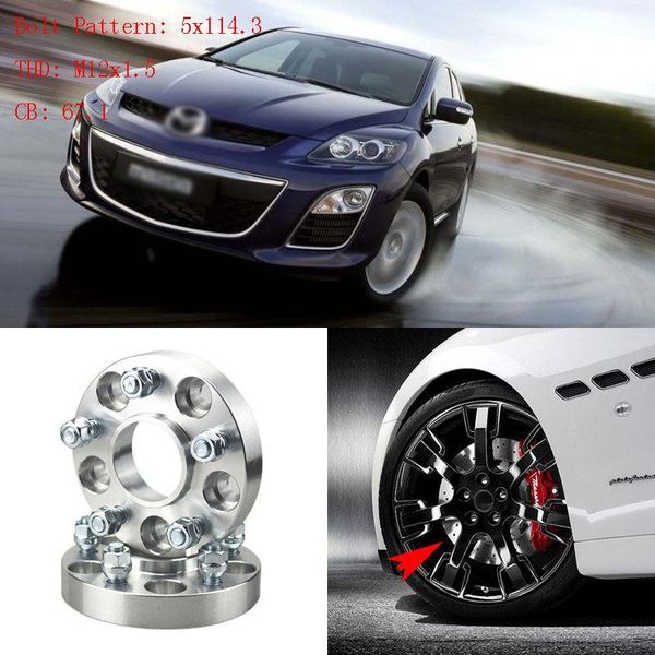 

4pcs 1" wheel spacers adapters 5 lug 5x4.5"/5x114.3-12x1.5 studs for mazda cx-7