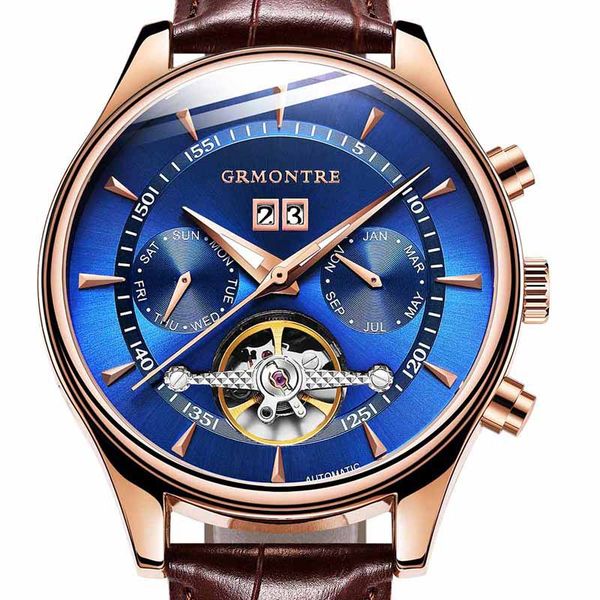 

fashion automatic mechanical men's watch waterproof stainless steel men watches luminous calendar leather business male watch, Slivery;brown