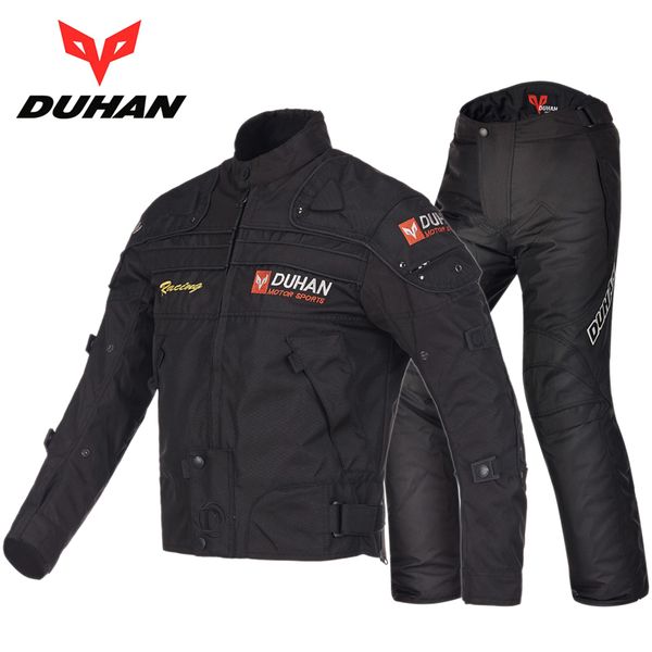 

duhan winter warm motorcycle racing jacket pants cross country knight locomotive equipment motorbike pant jackets trousers 1 pcs, Black;blue