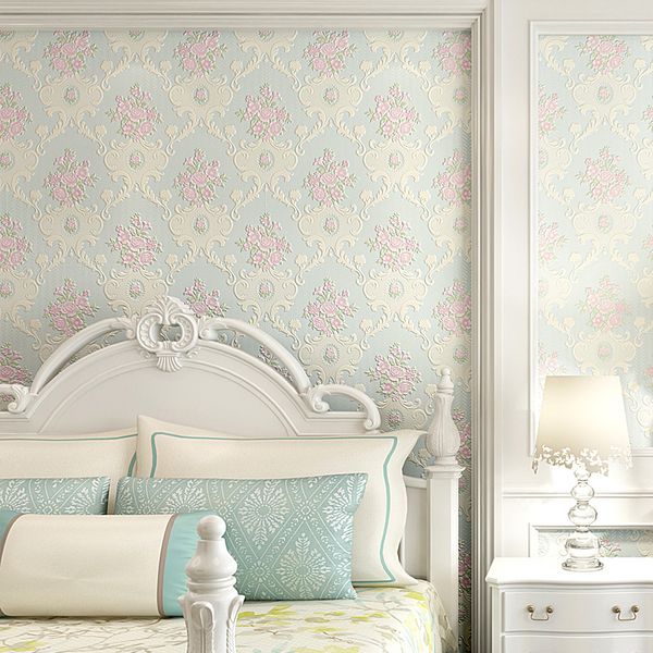 

high-end rural floral warm and romantic non-woven children's wallpaper environmental protection european-style wallpaper american bedro