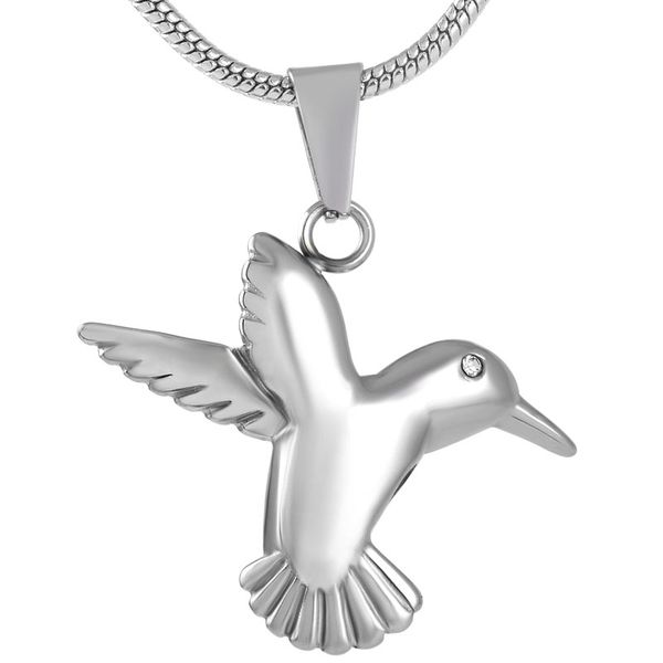 

airah11 hummingbird stainless steel necklace with screw keep your loved pets ashes safe cremation jewelry pendant, Silver