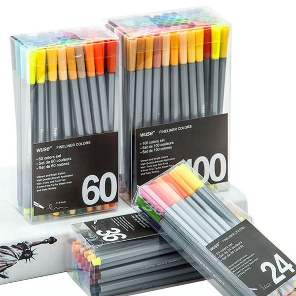 

0.4 mm 24/36/60/100pcs colors fineliner pens marco super fine draw marker pen color needle pen water based assorted ink no-tox