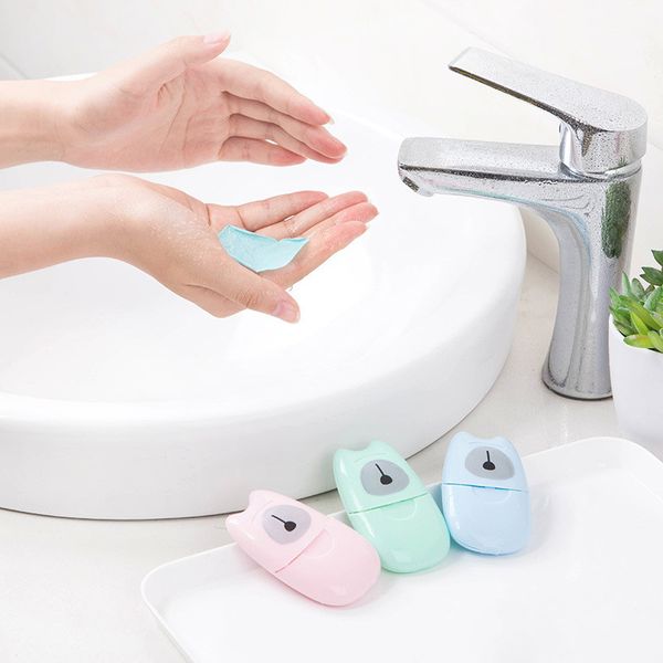 

50pcs disposable boxed paper soap travel portable hand washing cleaning paper scented slice sheets mini soap paper