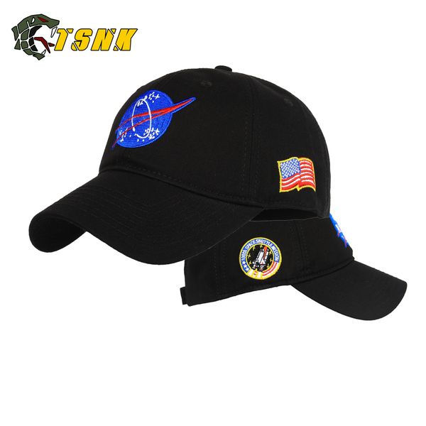 

tsnk cotton embroidery "aerospace/space flight" snapback hat hiking caps for men&women, Black;white