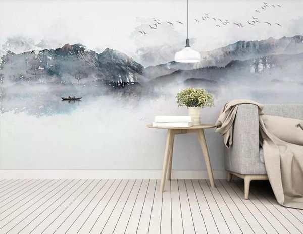 

пользовательский mural обои для стен спальни 3d престижных художественной концепция аннотации ландшафтных чернил livibackground wall papers