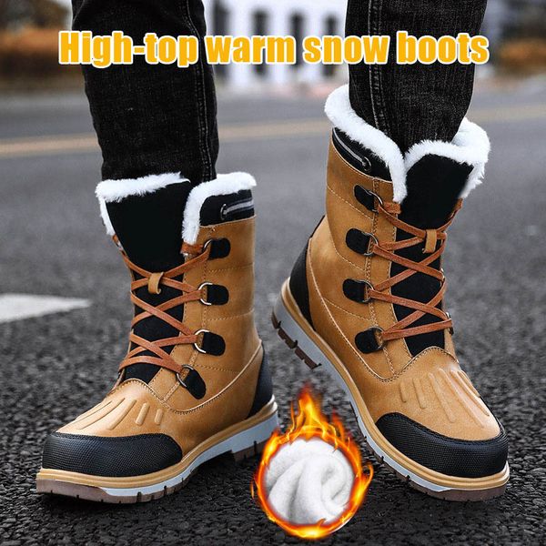 

newly men winter shoes snow boots warm anti-slip thicken casual for outdoor hiking vk-ing, Black