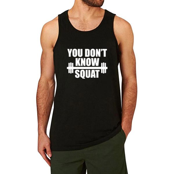 

summer cotton men's you don't know squat workout fitness men printing tank, White;black