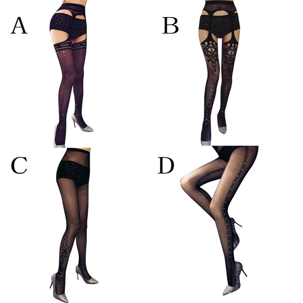 

women's high stockings lace silicon strap sheer stay up thigh high stockings ladies black nylon fishnet pantyhose, Black;white
