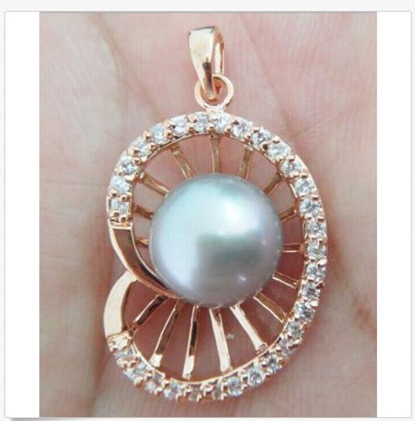 

12-13mm tahaitian gray pearl rose gold silver pendant