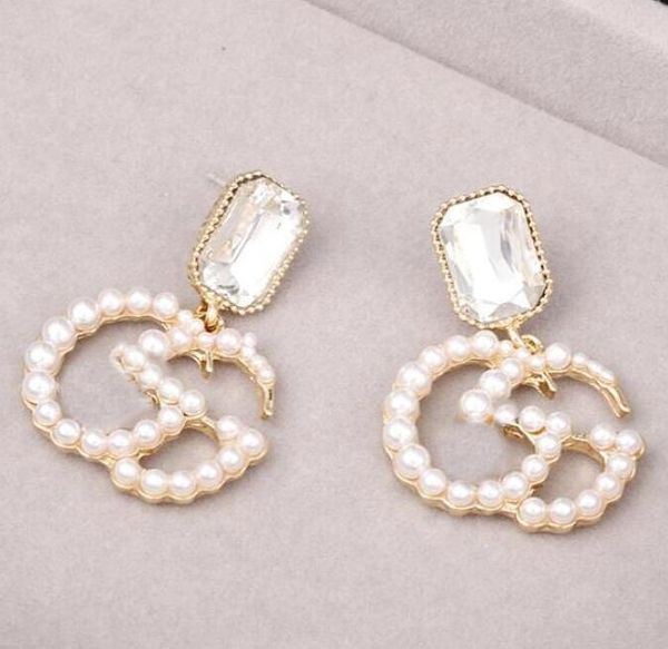 

women fashion earrings with pearl letter pendant dangle chandelier earrings designer jewelry sterling silver jewelry women earrings