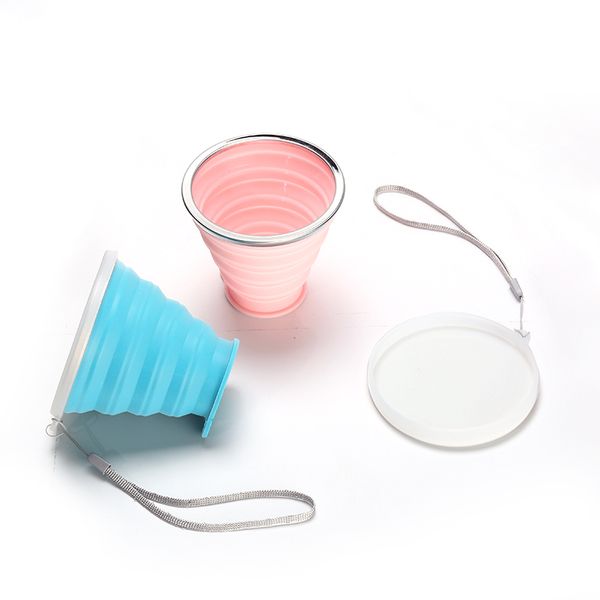 

1 pc travel portable folding cup silicone telescopic collapsible coffee tea cups with lid tazas for outdoor sport camping cup