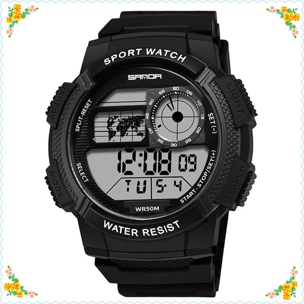 

dropshiping men's digital watch new multi-function 50m waterproof middle school students outdoor sports men's electronic watches, Slivery;brown