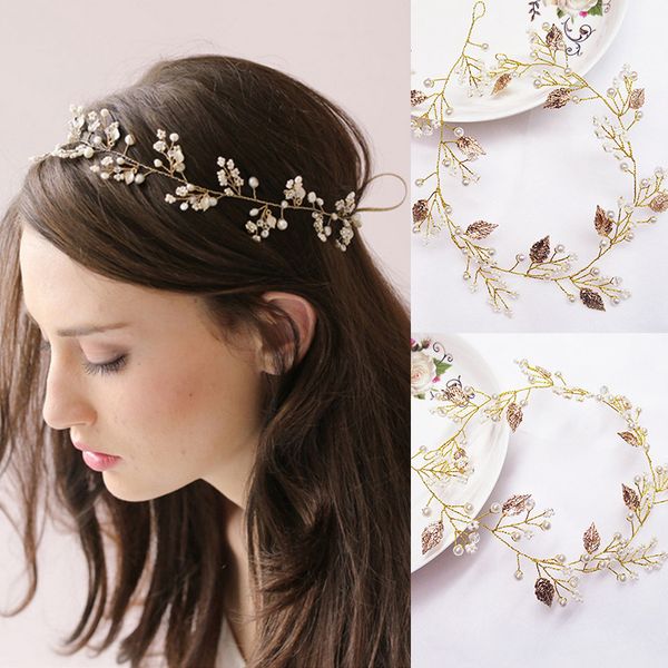 

wedding headdress simulated pearl hair accessories for bride crystal floral elegant hair ornaments hairpin hairwear jewelry gift, Golden;white