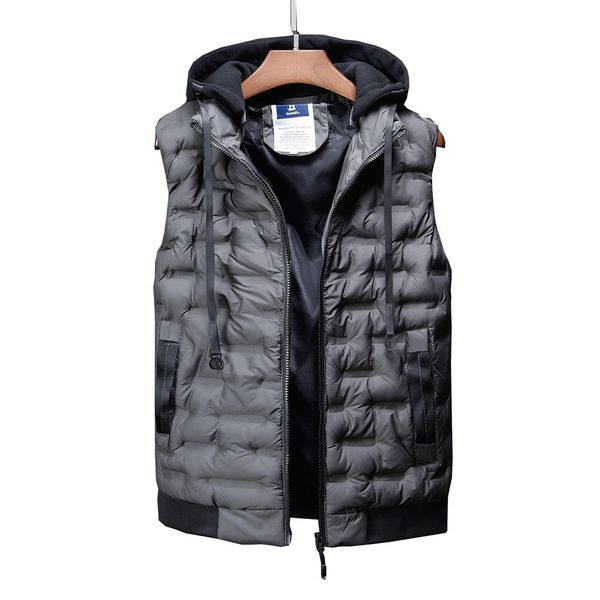 

mens designer jackets goose down vest removable hat men's casual sleeveless bomber biker jacket sport vest winter warm men coat size m, Black;brown