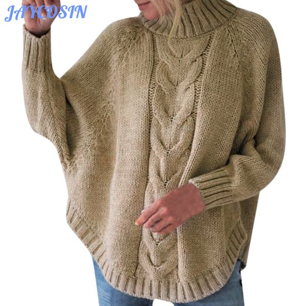 

jaycosin clothes women winter solid sweater dress 2019 fashion o-neck batwing long sleeve loose knitwear pullover feminino 729, White;black