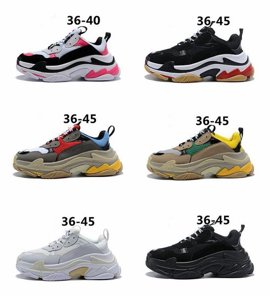 

2018 fashion triple-s paris designer luxury casual shoes for men women triple s all black white grey green red sneaker dad shoes 36-45