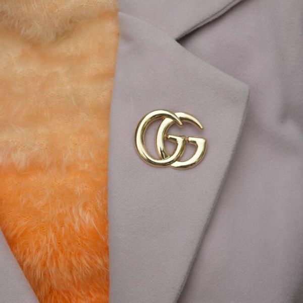 

2019 luxury designer exquisite double letter brooch for women statement brand fashion brooches pins accessories jewelry gift 5543, Gray