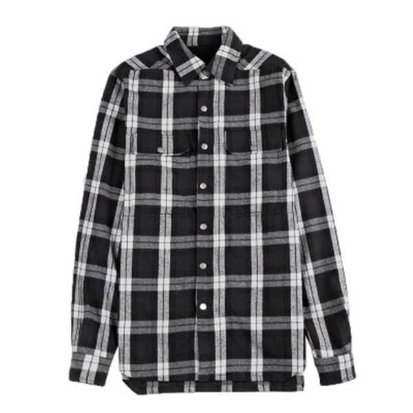 

men darkness gothic plaid shirt catwalk high street owen ro tees shirt oversize warm work club chemise homme, White;black