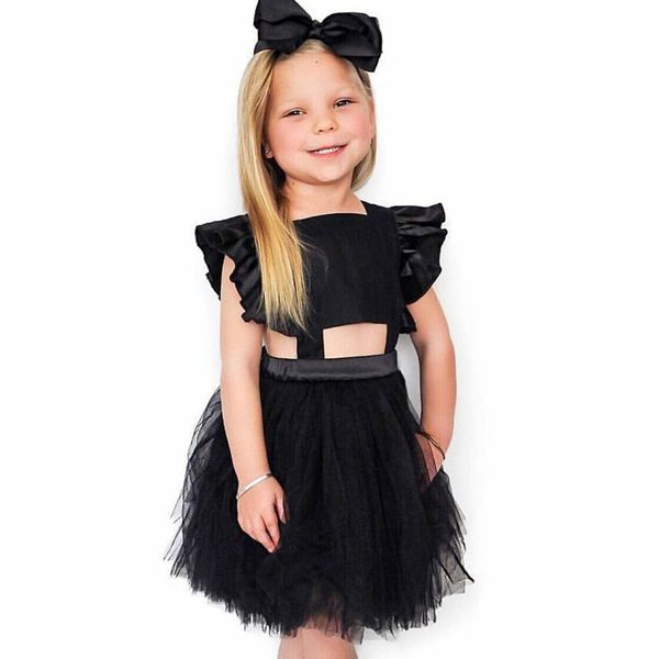 

ins europe and the united states foreign trade new girls small flying sleeves bow back dress lace gauze puff princess dress, Red;yellow