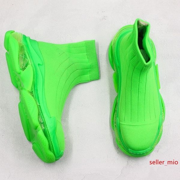 

2019 paris triple s 2.0 17fw sock shoes fashion green luxury fly knitting designer mens women sports casual shoes
