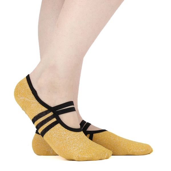 

womens yoga socks no slip pilates sox bulk fitness grip cotton sport sock non skid for woman dance gym shoe socken, Black