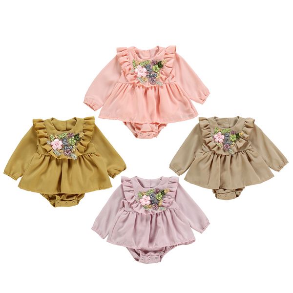 

newborn baby girl clothes ruffle long sleeve bodysuits jumpsuit outfits, Blue