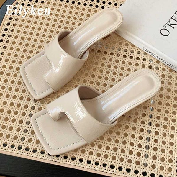

eilyken 2020 new women slides low heels outdoor beach slippers fashion narrow band gladiator sandals femme shoes summer, Black