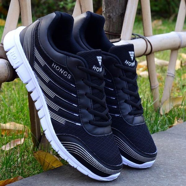

couple shoes men sneakers 2019 new fashion breathable mesh casual shoes men vulcanize lighted comfortable mans footwear, Black