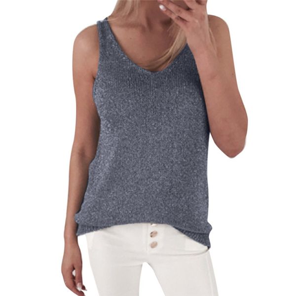 

women sleeveless tank knitted sweater vest v-neck sweater camisole fashion backless pullover sweaters 50jul19, Black;white