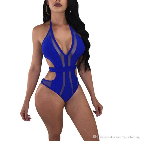 

women one piece bikini summer hollow out designer bikinis halter swimwear playsuits, White;black