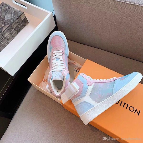 

fashion luxury rainbow leather sneaker mens shoes sneaker boots luxury women coach shoes high boys basketball shoes with box, Black