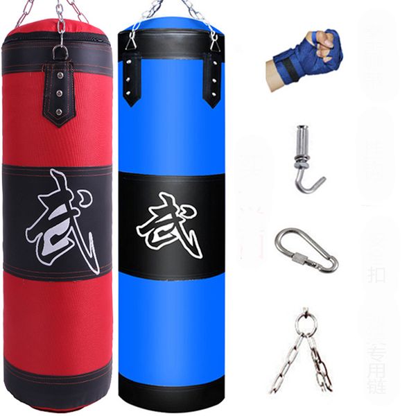 

adults youth boxing sandbag kit punch bag pu oxford canvas boxing bag gloves steel chains bracers safety buckle sanda equipments