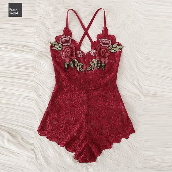 

крест sexy аппликация кружева teddy ромпер горячие рукавов женщин v шеи вышивки интимные аппликации белье rompers onesies, Black;red
