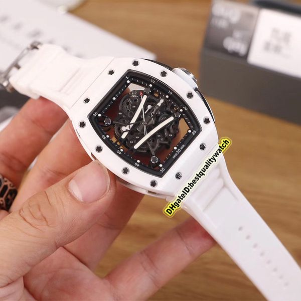 

version rm 61-01 yohan blake tzp-n ceramics case japan miyota automatic skeleton dial rm61-01 mens watch rubber strap sport watches, Slivery;brown