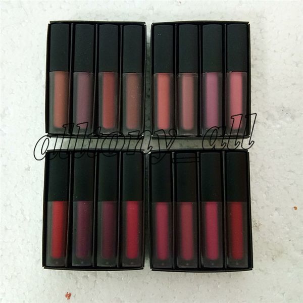 Marca de beleza lipgloss mini batom líquido fosco escolhido a dedo O vermelho/rosa/marrom/nude edição 4 estilos lipgloss