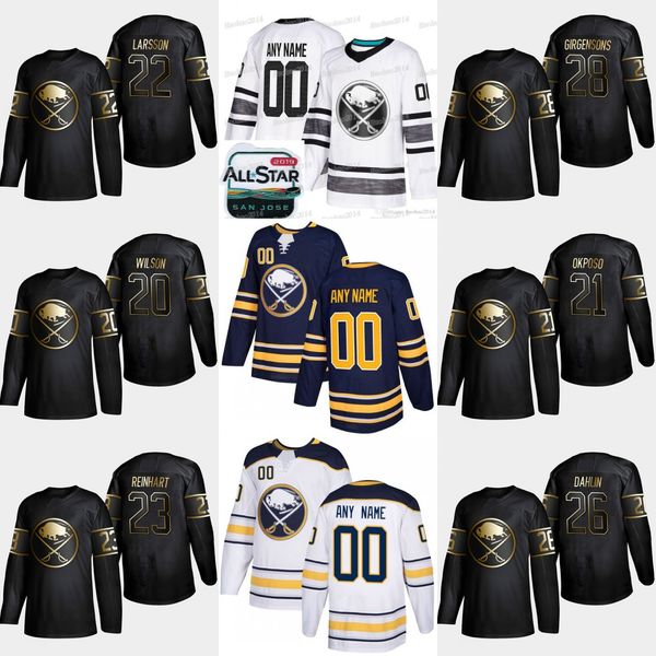 

20 Scott Wilson 2019 Golden Edition Buffalo Sabres 28 Zemgus Girgensons 26 Rasmus Dahlin 23 Sam Reinhart Johan Larsson Kyle Okposo Jerseys