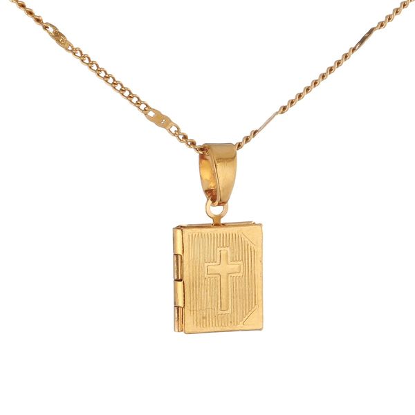 Trendy Unisex Jesus Schmuck 24K Gold Farbe Medaillon Schmuck Kreuz Jesus Anhänger Halskette