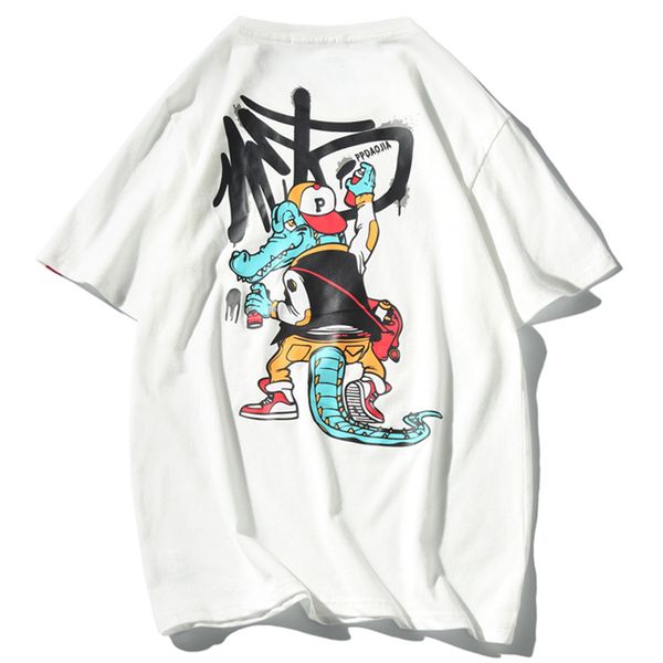 

2019 лето футболки мужчины смешно печатный футболка с коротким рукавом мужская футболка мужская марка моды шею футболка мужская, White;black