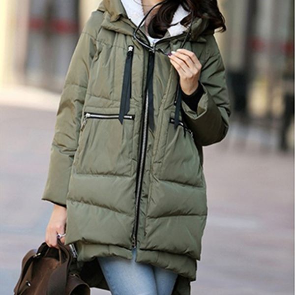 

women winter jacket parka thick outerwear female coats hooded design cotton-padded chaqueta invierno warm plus size m, Black