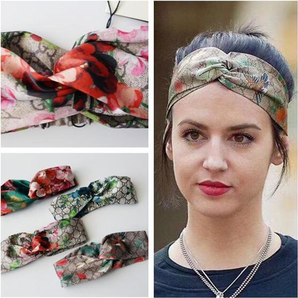 

new silk very soft headbands ladies women fashion brand designer bloom flower bird elastic hairband girl ladies headwraps, Silver