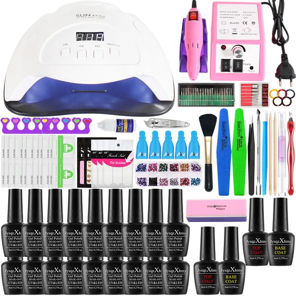 

manicure nail set 18/10pcs gel nail polish set kit 84-24w lamp electric drill manicure sets extension kit