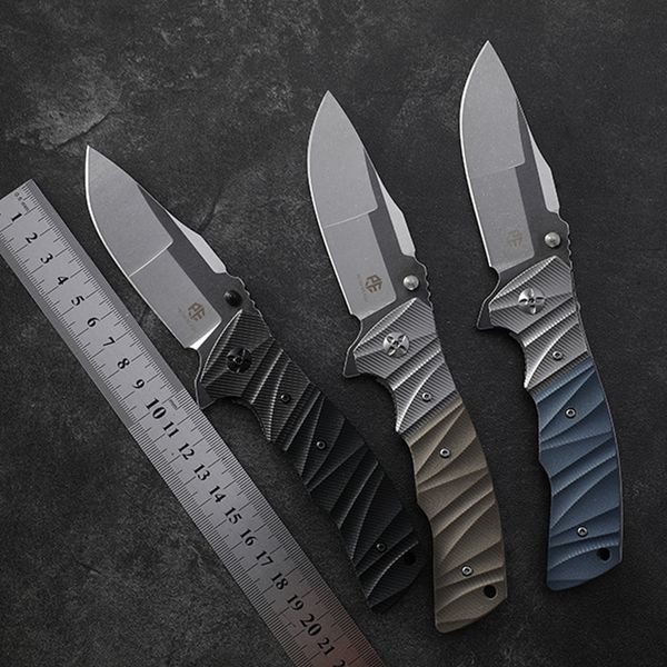 

Petrified fish folding knife stone wash AUS-8 blade Ball bearing tactical pocket knives CNC G10 camping hunting cutter tools ECD