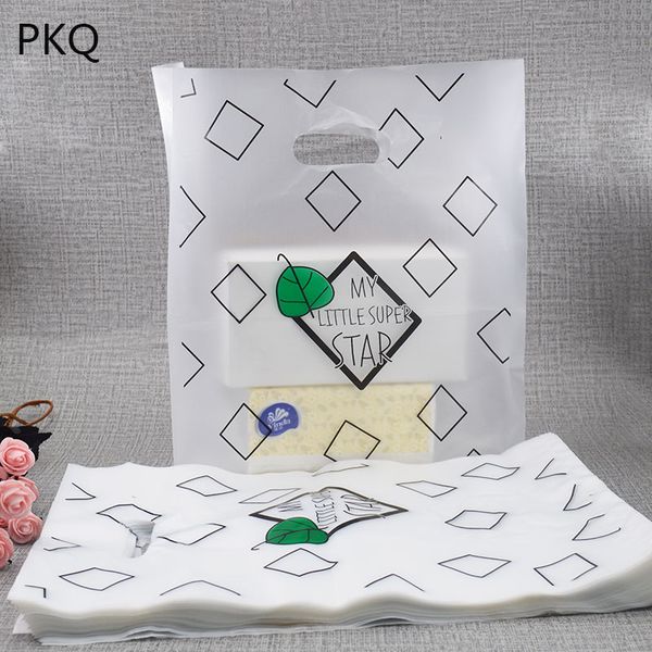 

50pcs 25*35cm transparent plastic bag with handle packaging bag bread candy party favor handle bags