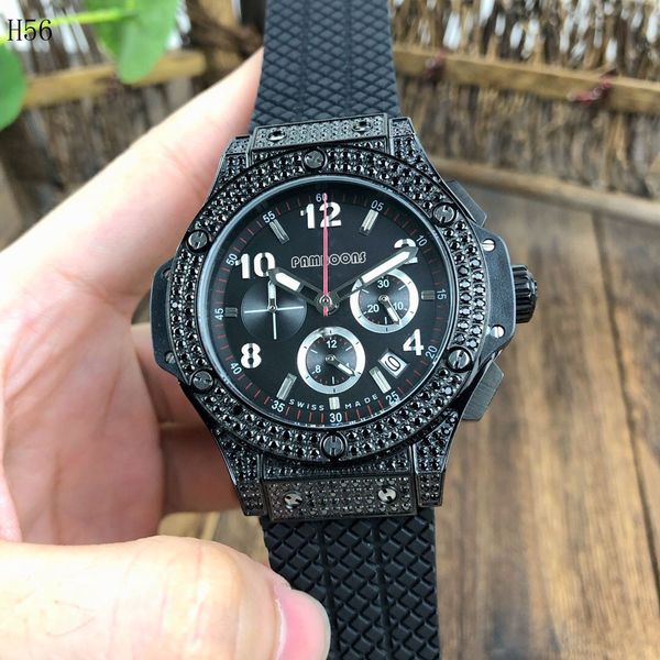 

quality date chronograph watch clocks men watches dress business watch with black diamonds hombre montres homme, Slivery;brown