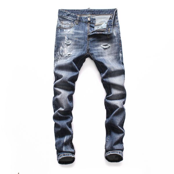 

mens luxury designer jeans denim black ripped pants the version italy brand bike motorcycle rock revival denim fashion, Blue