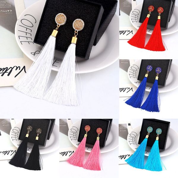 

party favor tassel earrings bohemian fashion rose flower earring women big circle dangle earrings female wedding decoration gift fa2306